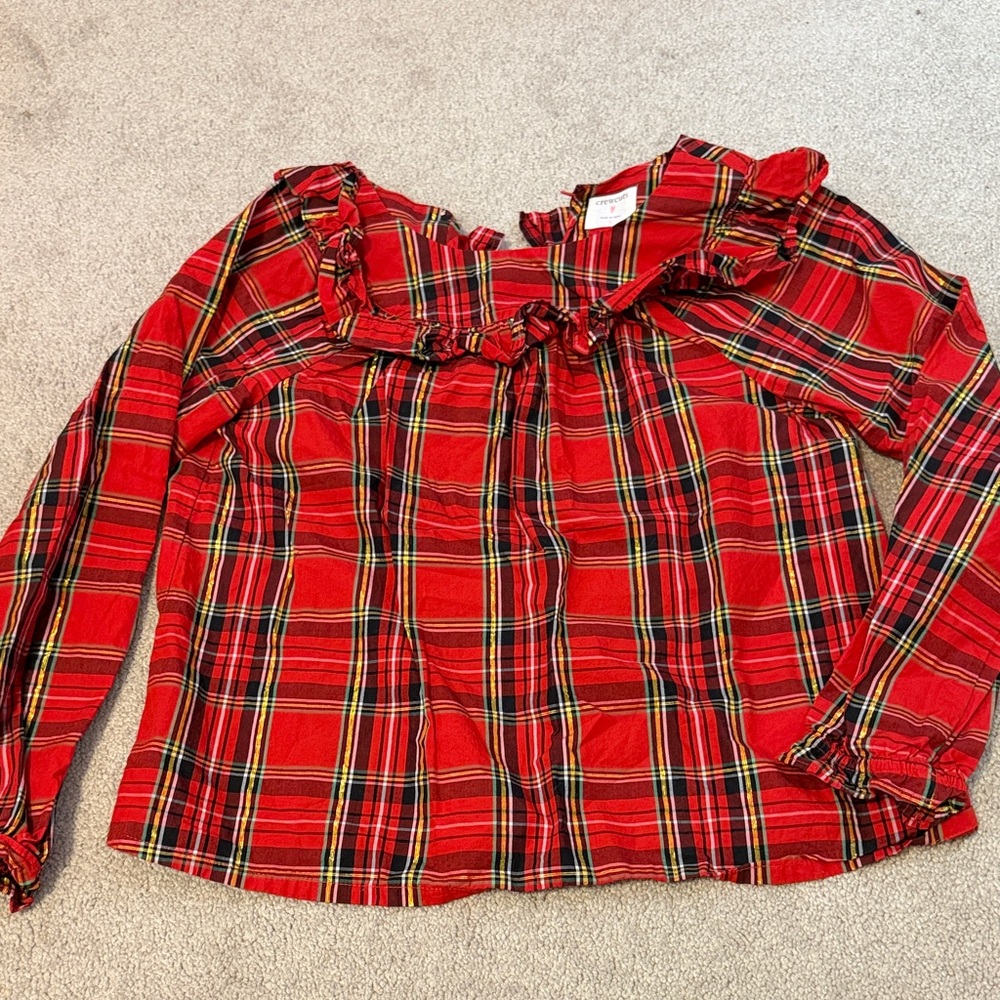 Crew cuts (Jcrew) Red Plaid Ruffle Blouse